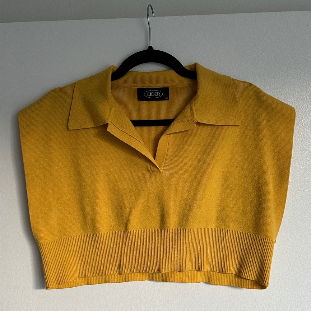 Cider Golden Yellow Collared Knit Vest